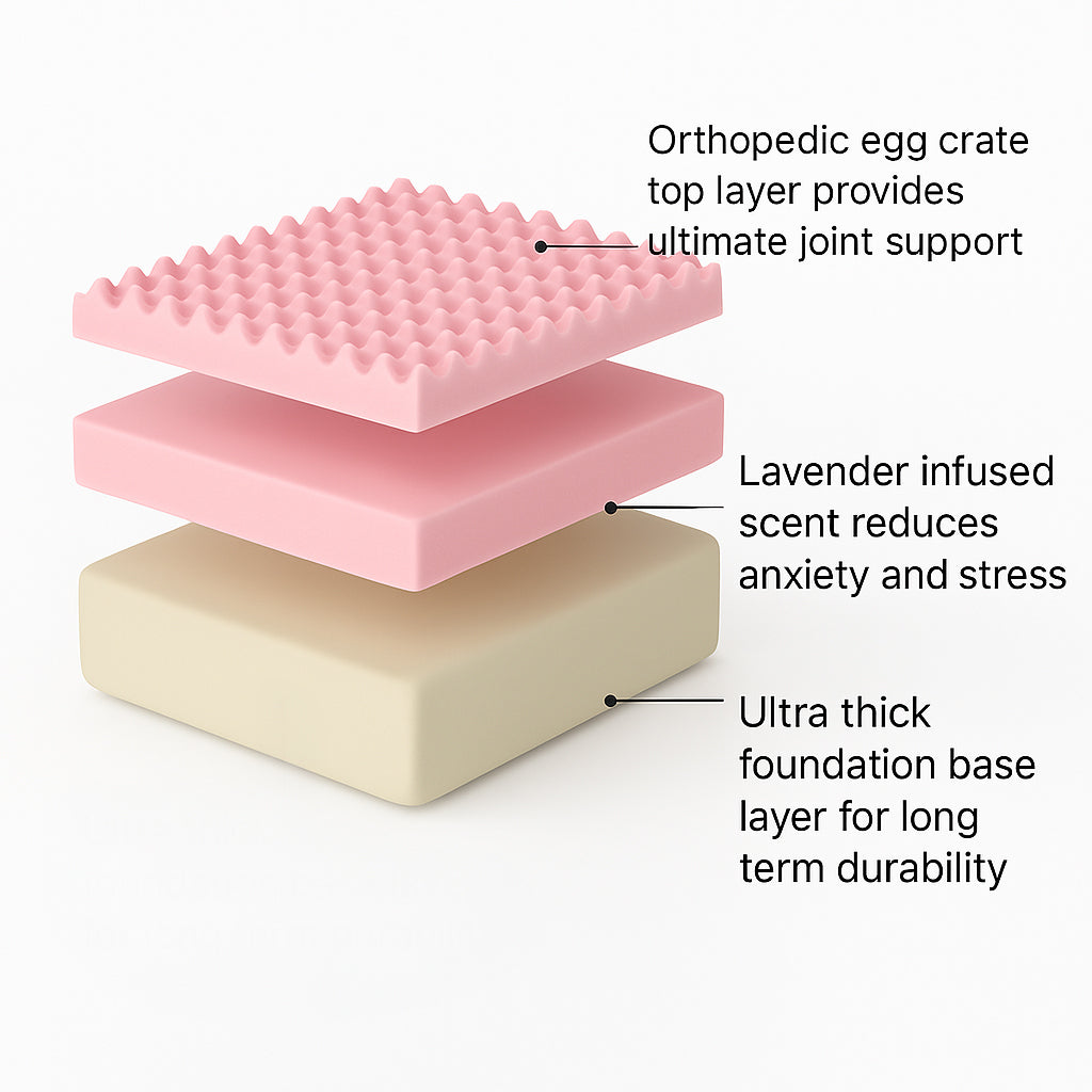 Premium Orthopädisches Memory-Schaum Hundebett - Rosa (Medium)