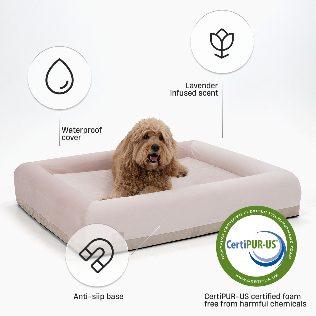 Premium Orthopädisches Memory-Schaum Hundebett - Rosa (Medium)